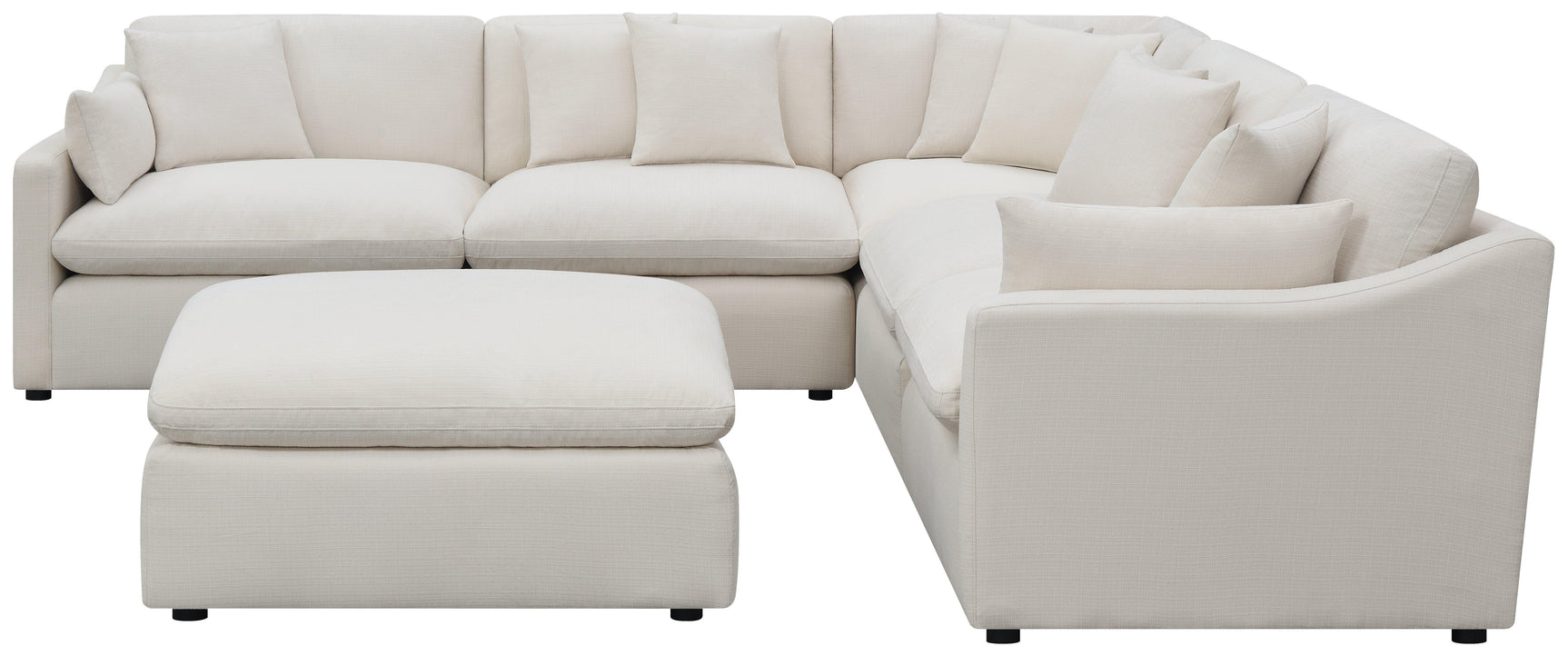 Hobson Cushion Seat Ottoman Off-white - Ella Furniture