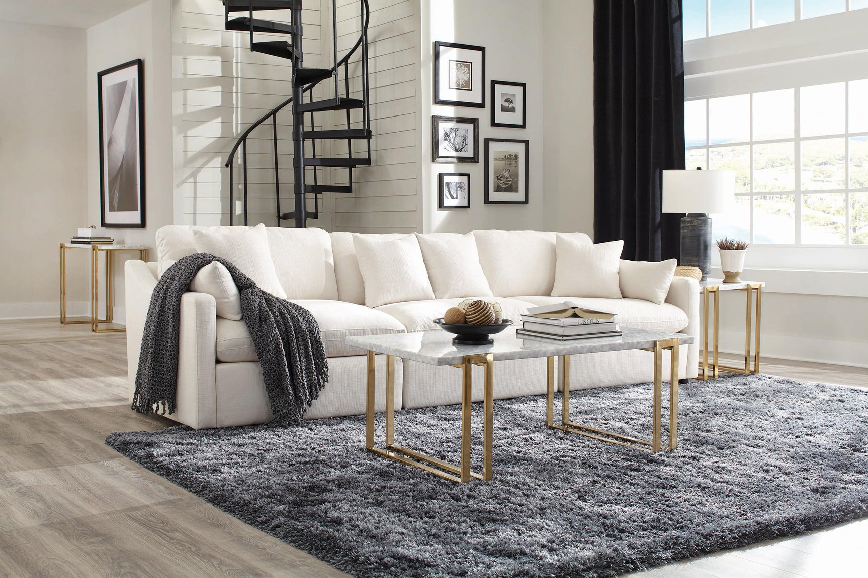 Hobson Cushion Seat Ottoman Off-white - Ella Furniture