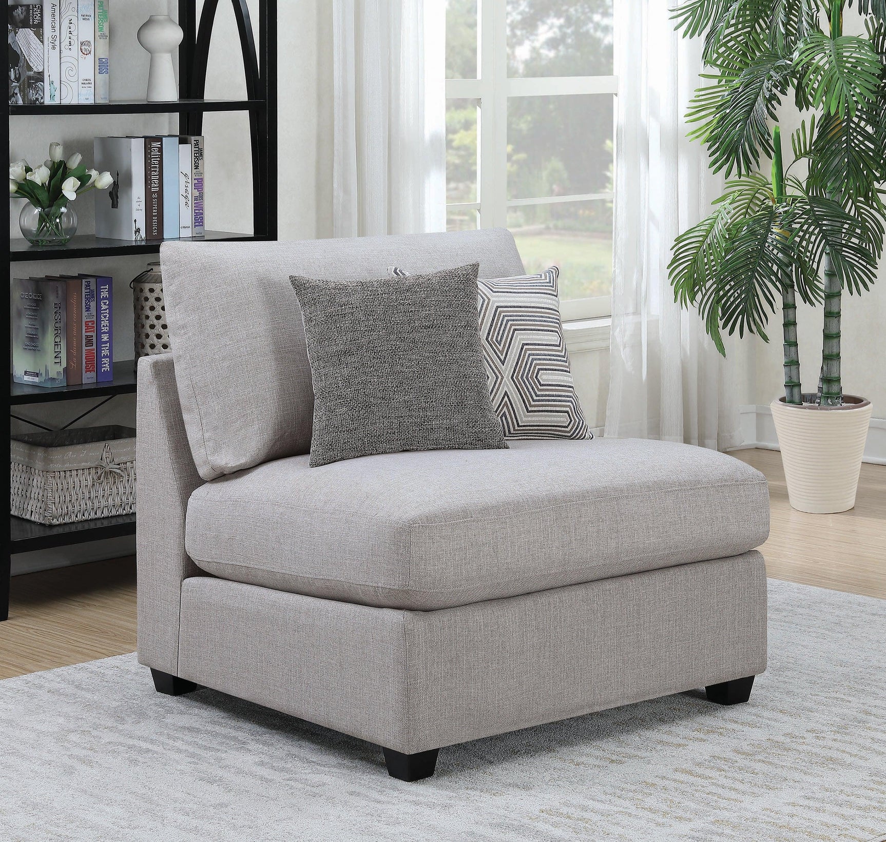 Cambria Square Storage Ottoman Grey - Ella Furniture