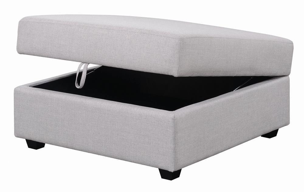 Cambria Square Storage Ottoman Grey - Ella Furniture