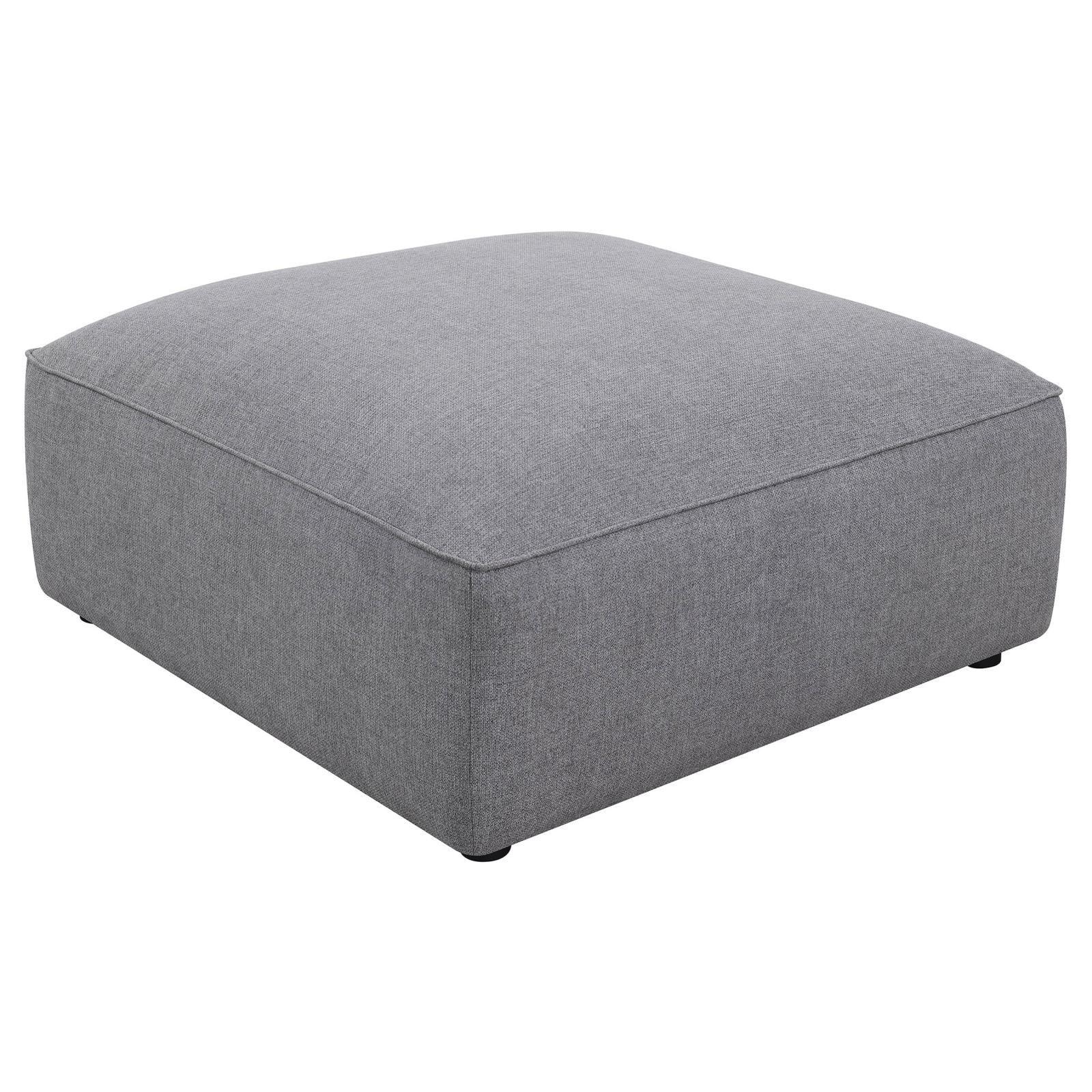 Jennifer Square Upholstered Ottoman Grey - Ella Furniture