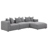 Jennifer Square Upholstered Ottoman Grey - Ella Furniture