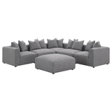 Jennifer Square Upholstered Ottoman Grey - Ella Furniture
