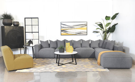 Jennifer Square Upholstered Ottoman Grey - Ella Furniture
