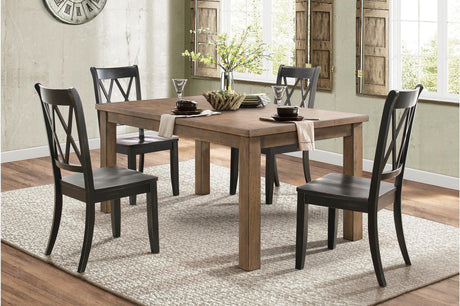 Janina Natural Teal Finish Modern Sleek Solid Wood And Veneers Rectangular Dining Set - Ella Furniture