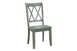 Janina Natural Teal Finish Modern Sleek Solid Wood And Veneers Rectangular Dining Set - Ella Furniture