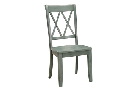 Janina Natural Teal Finish Modern Sleek Solid Wood And Veneers Rectangular Dining Set - Ella Furniture