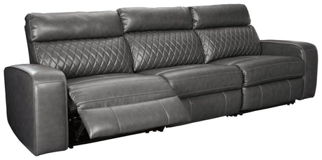 Samperstone Gray 3-Piece Power Reclining Sectional - Ella Furniture