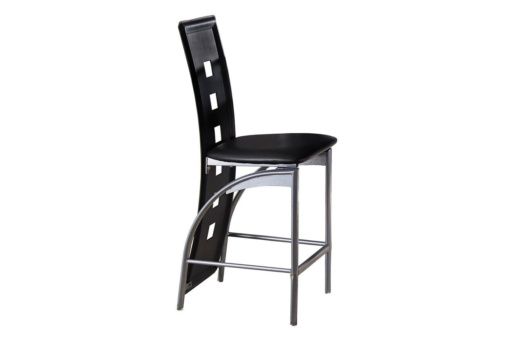 Sona Black Modern Faux Leather Upholstered Seat Glass Top Square Counter Height Dining Room Set - Ella Furniture
