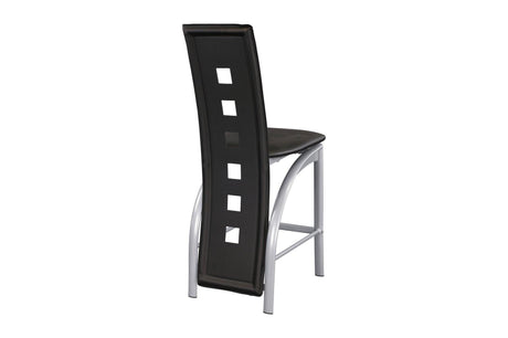 Sona Black Modern Faux Leather Upholstered Seat Glass Top Square Counter Height Dining Room Set - Ella Furniture