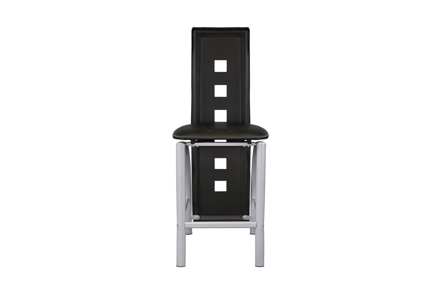 Sona Black Modern Faux Leather Upholstered Seat Glass Top Square Counter Height Dining Room Set - Ella Furniture