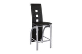 Sona Black Modern Faux Leather Upholstered Seat Glass Top Square Counter Height Dining Room Set - Ella Furniture