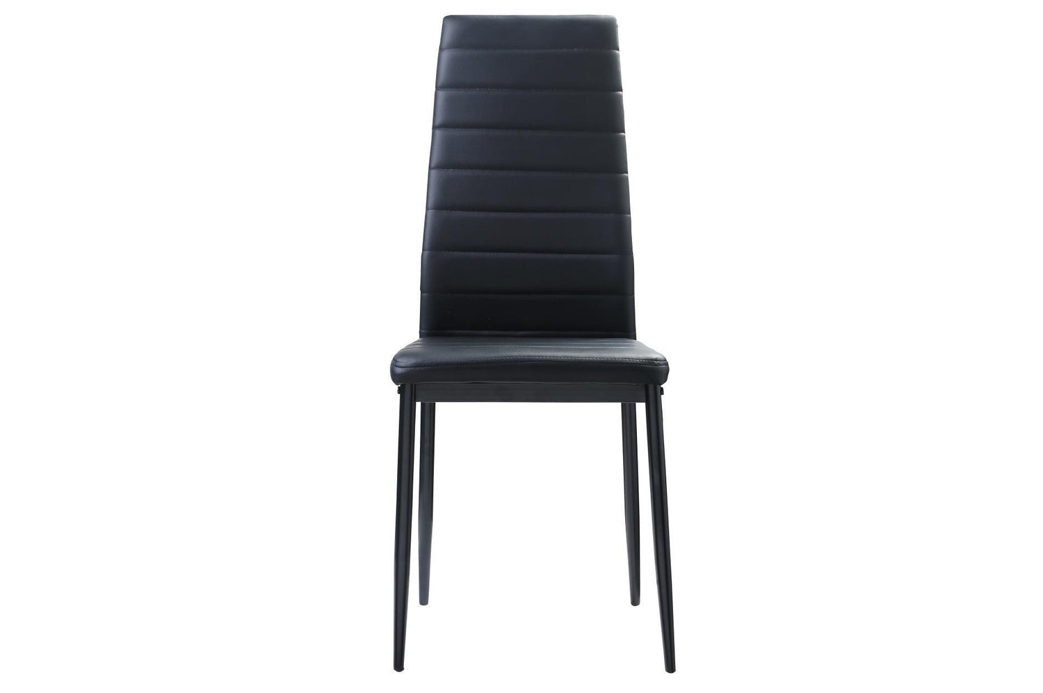 Florian Black Modern Contemporary Faux Leather Upholstered Glass Top Rectangular Dining Room Set - Ella Furniture