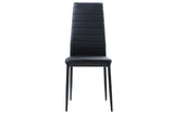 Florian Black Modern Contemporary Faux Leather Upholstered Glass Top Rectangular Dining Room Set - Ella Furniture