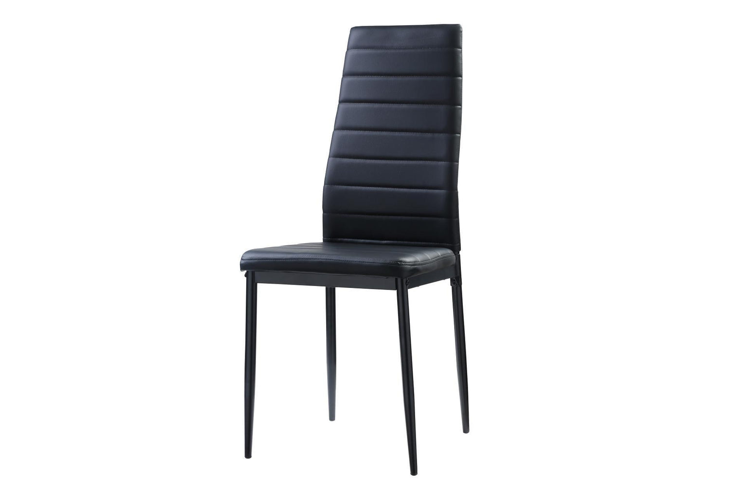 Florian Black Modern Contemporary Faux Leather Upholstered Glass Top Rectangular Dining Room Set - Ella Furniture
