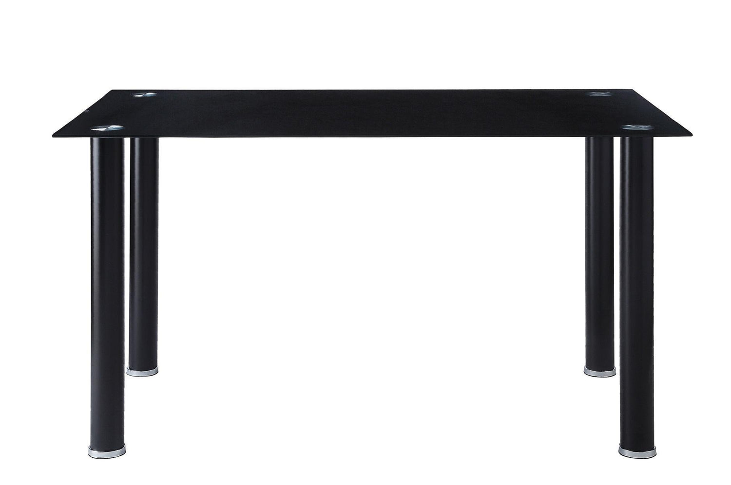 Florian Black Modern Contemporary Faux Leather Upholstered Glass Top Rectangular Dining Room Set - Ella Furniture