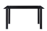 Florian Black Modern Contemporary Faux Leather Upholstered Glass Top Rectangular Dining Room Set - Ella Furniture