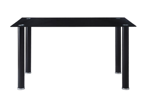 Florian Black Modern Contemporary Faux Leather Upholstered Glass Top Rectangular Dining Room Set - Ella Furniture
