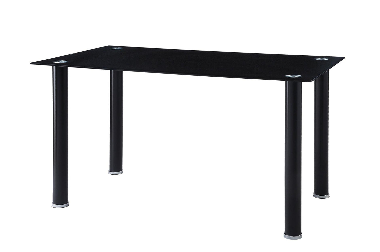Florian Black Modern Contemporary Faux Leather Upholstered Glass Top Rectangular Dining Room Set - Ella Furniture