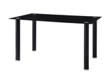 Florian Black Modern Contemporary Faux Leather Upholstered Glass Top Rectangular Dining Room Set - Ella Furniture
