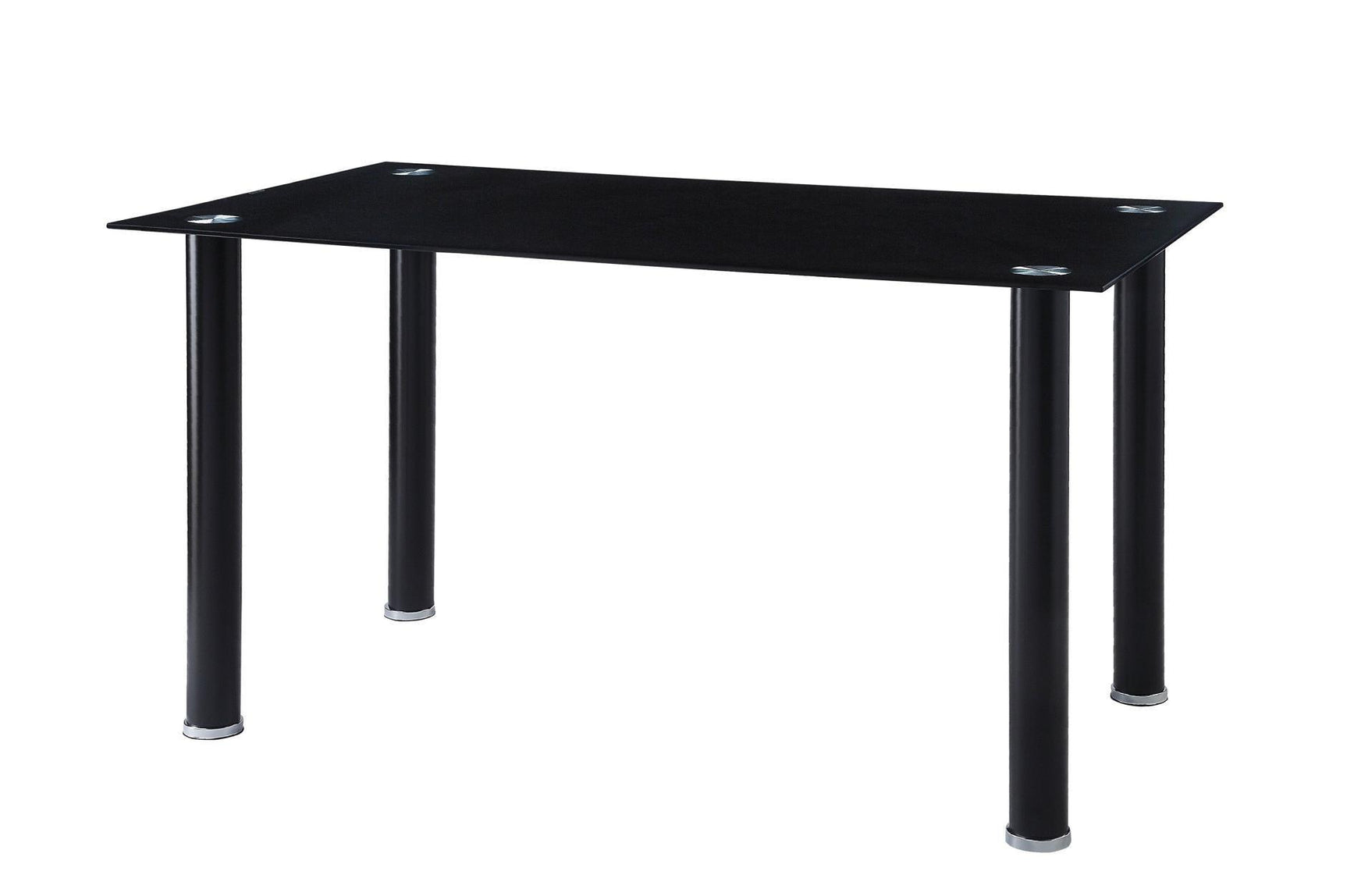 Florian Black Modern Contemporary Faux Leather Upholstered Glass Top Rectangular Dining Room Set - Ella Furniture