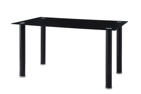 Florian Black Modern Contemporary Faux Leather Upholstered Glass Top Rectangular Dining Room Set - Ella Furniture
