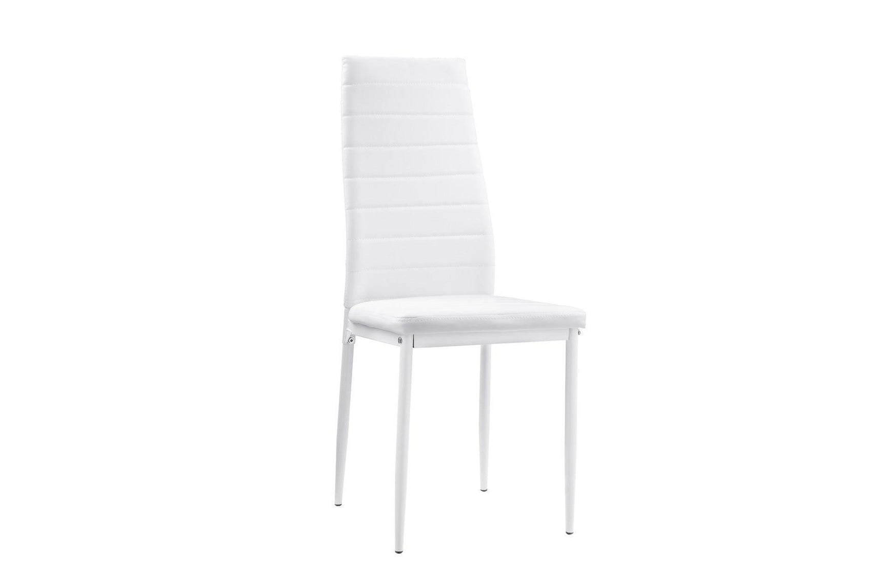 Florian White Modern Contemporary Faux Leather Upholstered Glass Top Rectangular Dining Room Set - Ella Furniture