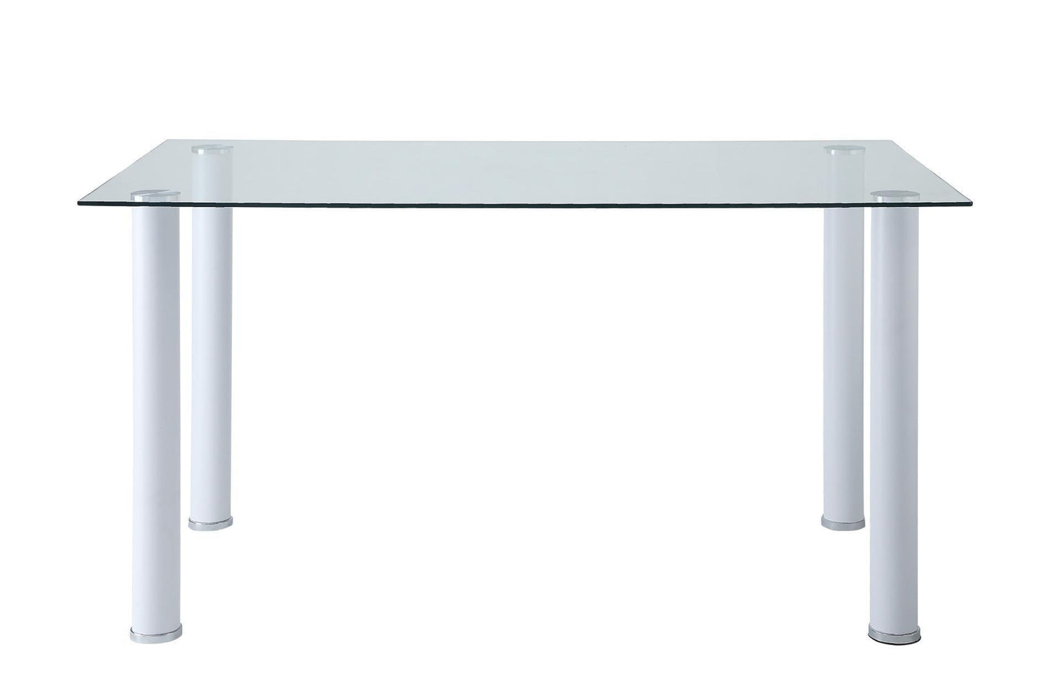 Florian White Modern Contemporary Faux Leather Upholstered Glass Top Rectangular Dining Room Set - Ella Furniture