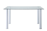 Florian White Modern Contemporary Faux Leather Upholstered Glass Top Rectangular Dining Room Set - Ella Furniture