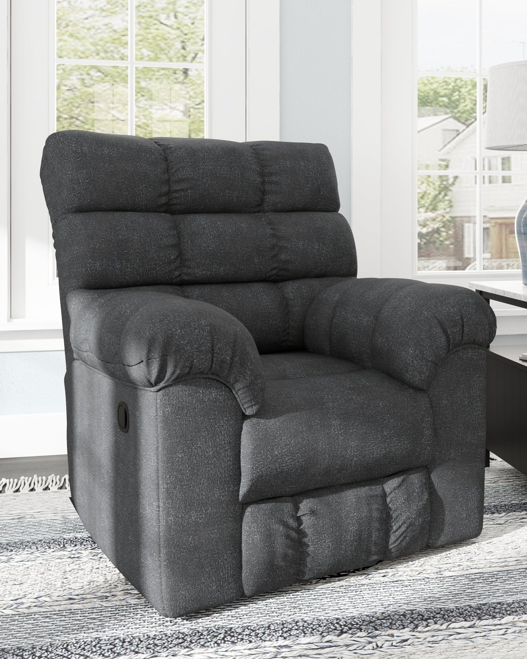 Wilhurst Marine Chenille Recliner - Ella Furniture