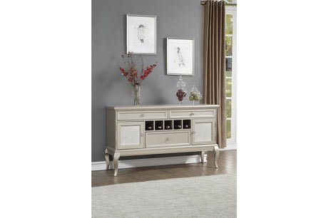 Crawford Silver Traditional Faux Leather Upholstered Seat Tufted Rectangular Dining Room Set - Ella Furniture