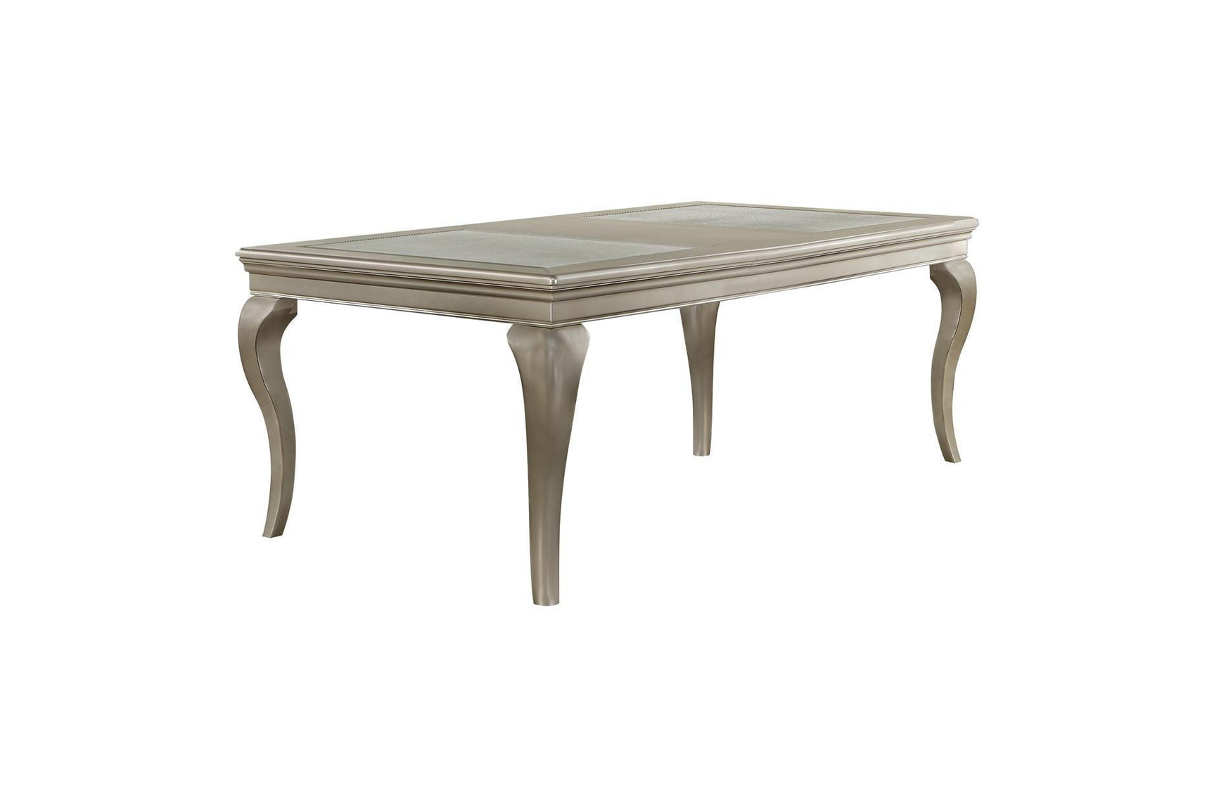 Crawford Silver Traditional Faux Leather Upholstered Seat Tufted Rectangular Dining Room Set - Ella Furniture