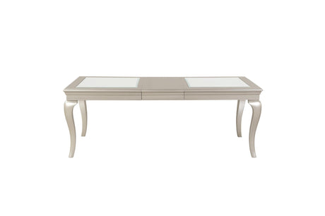Crawford Silver Traditional Faux Leather Upholstered Seat Tufted Rectangular Dining Room Set - Ella Furniture