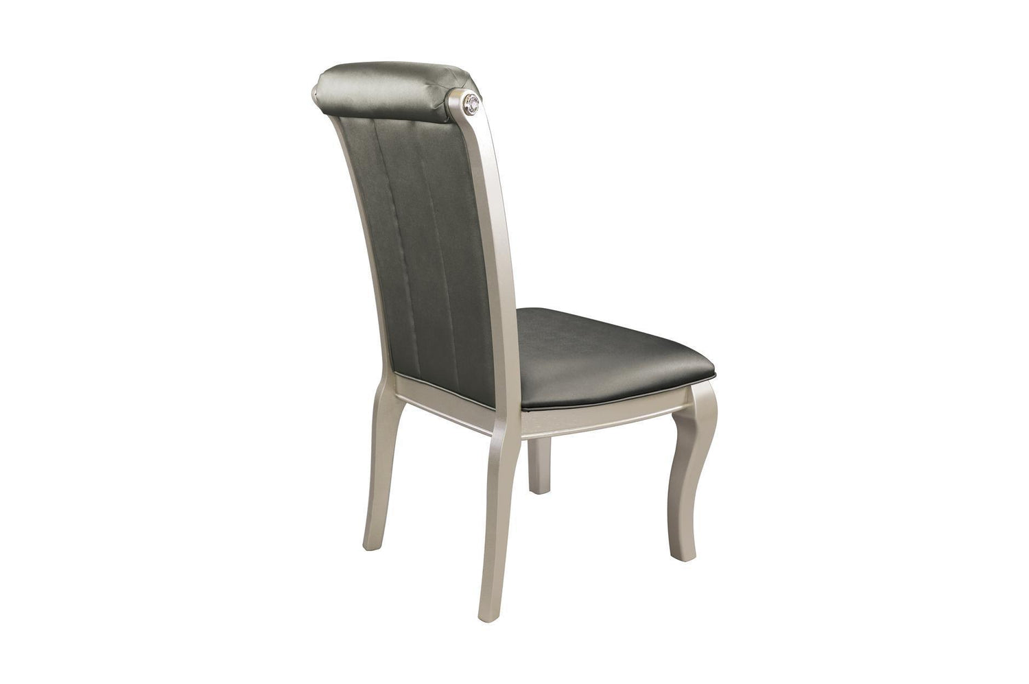 Crawford Silver Traditional Faux Leather Upholstered Seat Tufted Rectangular Dining Room Set - Ella Furniture