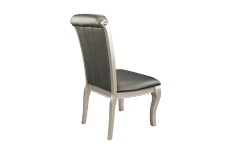 Crawford Silver Traditional Faux Leather Upholstered Seat Tufted Rectangular Dining Room Set - Ella Furniture