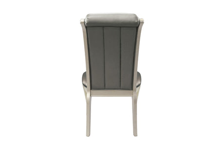 Crawford Silver Traditional Faux Leather Upholstered Seat Tufted Rectangular Dining Room Set - Ella Furniture