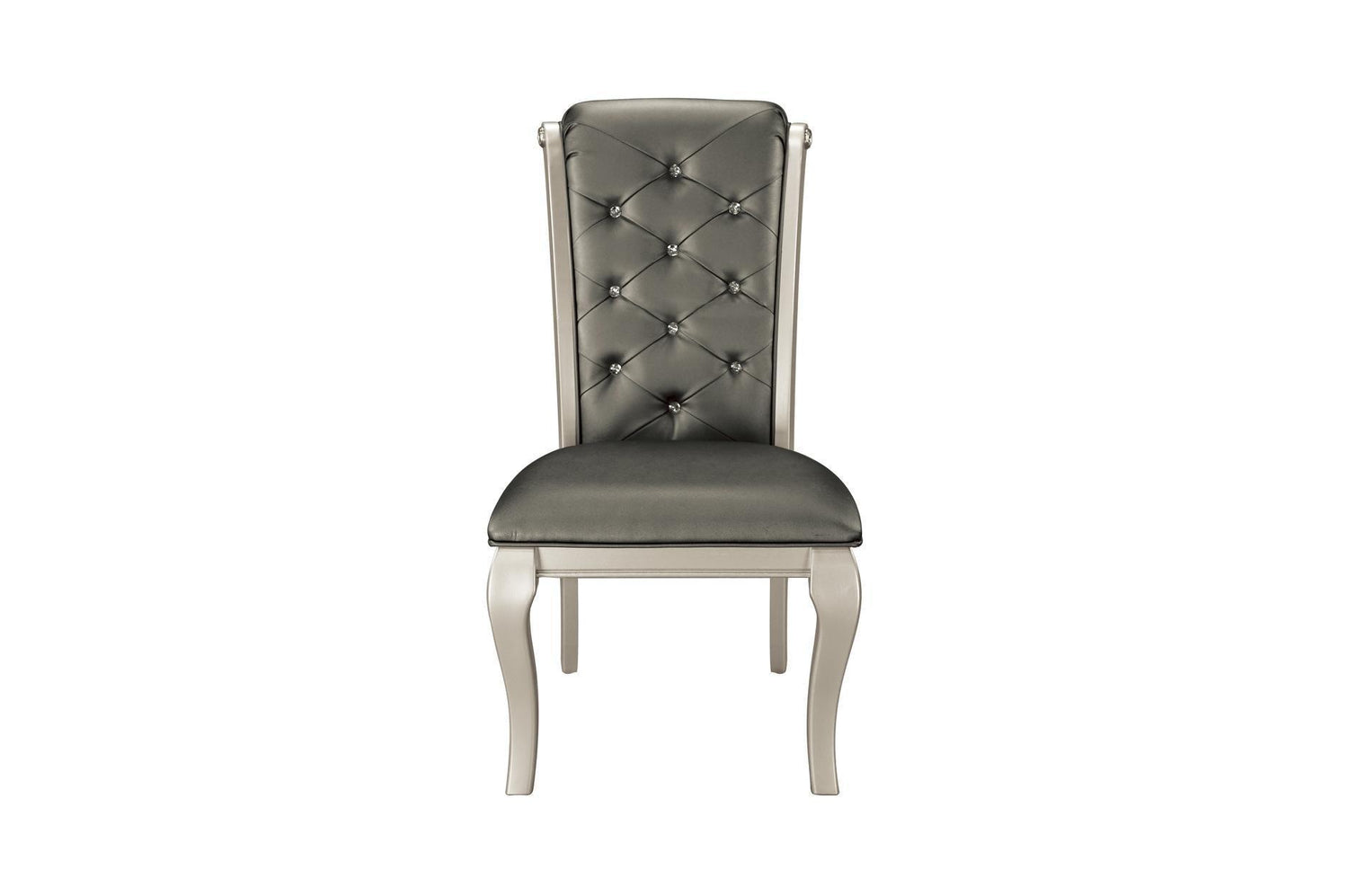 Crawford Silver Traditional Faux Leather Upholstered Seat Tufted Rectangular Dining Room Set - Ella Furniture