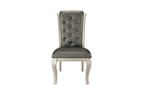 Crawford Silver Traditional Faux Leather Upholstered Seat Tufted Rectangular Dining Room Set - Ella Furniture