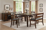 Mantello Dark-Brown Solid Wood Faux Leather Upholstered Seat Rectangular Dining Room Set - Ella Furniture