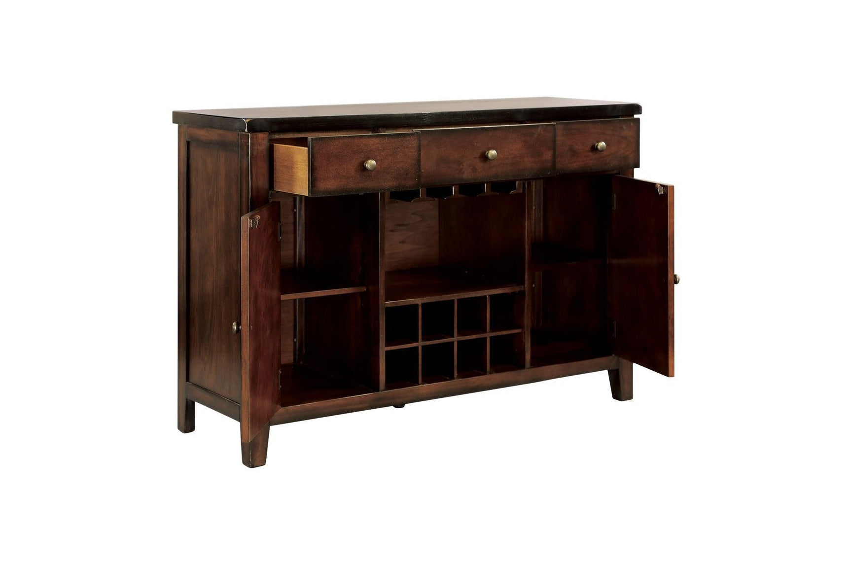 Mantello Dark-Brown Wood Faux Leather Upholstered Seat Rectangular Counter Height Dining Room Set - Ella Furniture