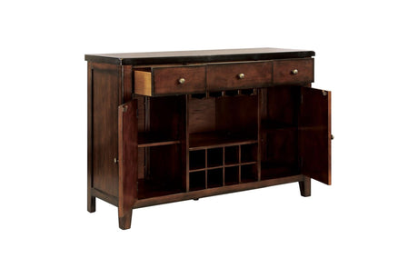 Mantello Dark-Brown Wood Faux Leather Upholstered Seat Rectangular Counter Height Dining Room Set - Ella Furniture