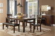 Mantello Dark-Brown Wood Faux Leather Upholstered Seat Rectangular Counter Height Dining Room Set - Ella Furniture