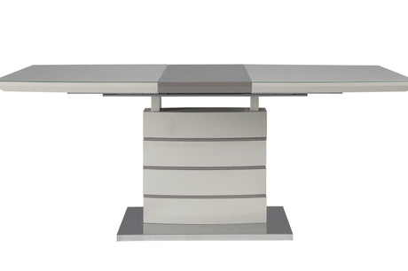 Glissand Gloss White And Gray-Taupe Contemporary Metal Wood Rectangular/Square Dining Room Set - Ella Furniture