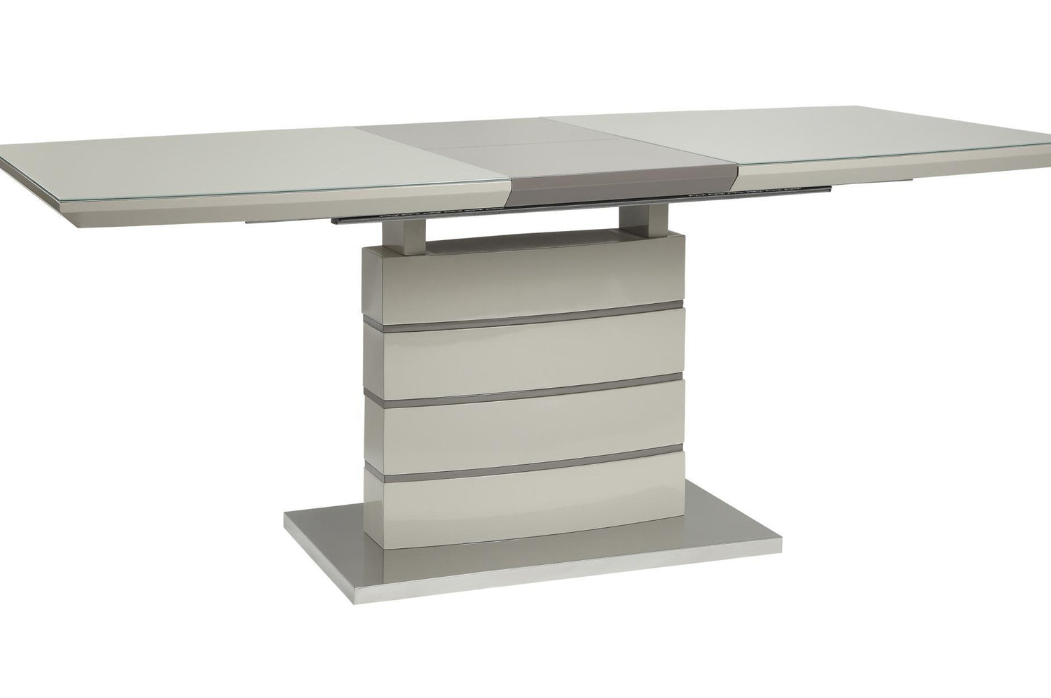 Glissand Gloss White And Gray-Taupe Contemporary Metal Wood Rectangular/Square Dining Room Set - Ella Furniture