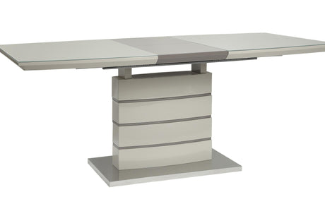 Glissand Gloss White And Gray-Taupe Contemporary Metal Wood Rectangular/Square Dining Room Set - Ella Furniture