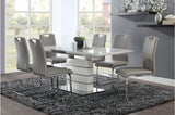 Glissand Gloss White And Gray-Taupe Contemporary Metal Wood Rectangular/Square Dining Room Set - Ella Furniture