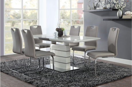 Glissand Gloss White And Gray-Taupe Contemporary Metal Wood Rectangular/Square Dining Room Set - Ella Furniture