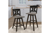 Amsonia Gray Swivel Chair Rustic Solid Wood And Veneer Rectangular Counter Height Dining Room Set - Ella Furniture