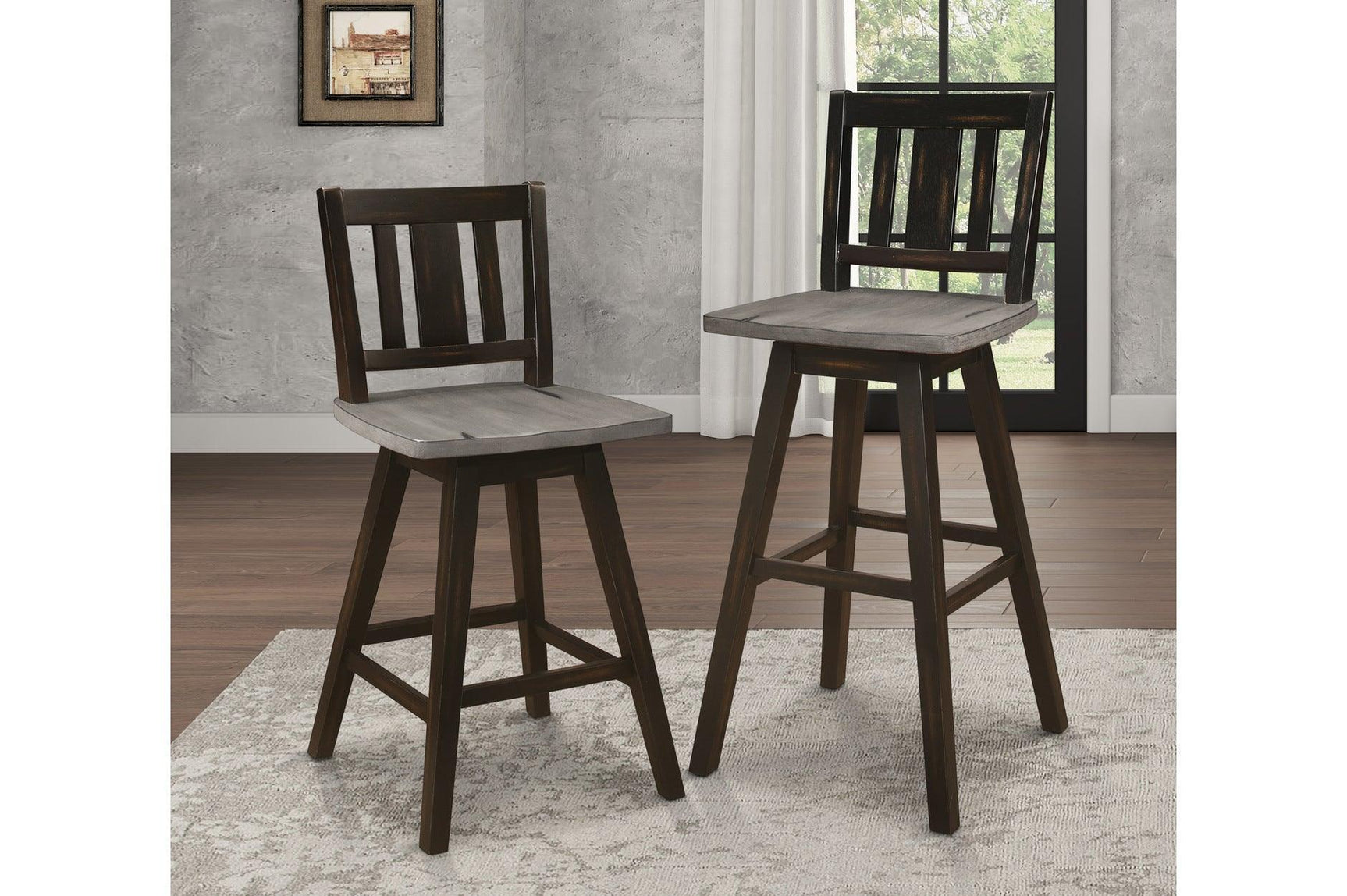 Amsonia Black Sand Through Rustic Solid Wood And Veneer Upholstered Rectangular Dining Room Set - Ella Furniture