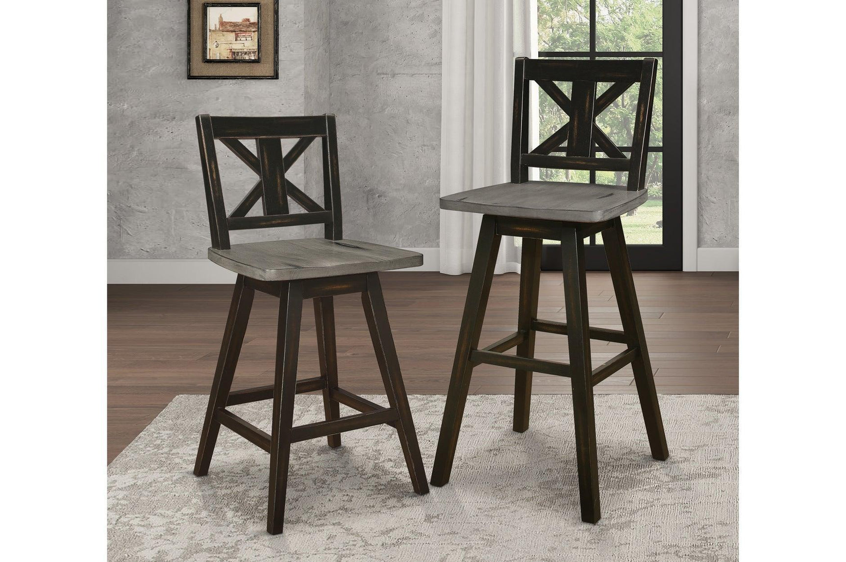 Amsonia Gray Modern Subtle Rustic Solid Rubberwood Rectangular Counter Height Dining Room Set - Ella Furniture